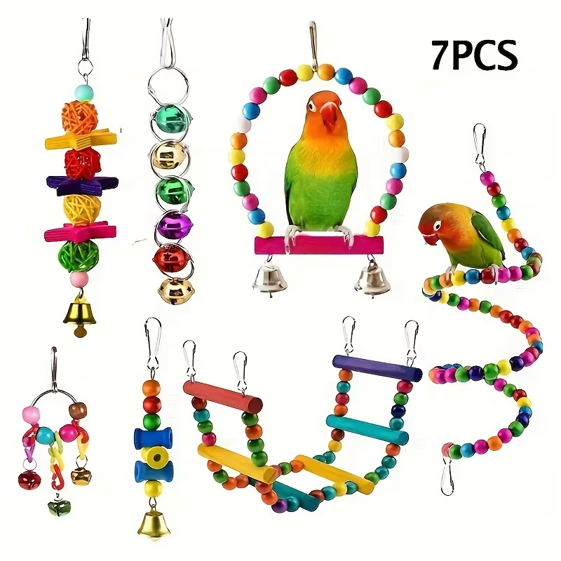 7 pcs Wooden Bird Toy Set