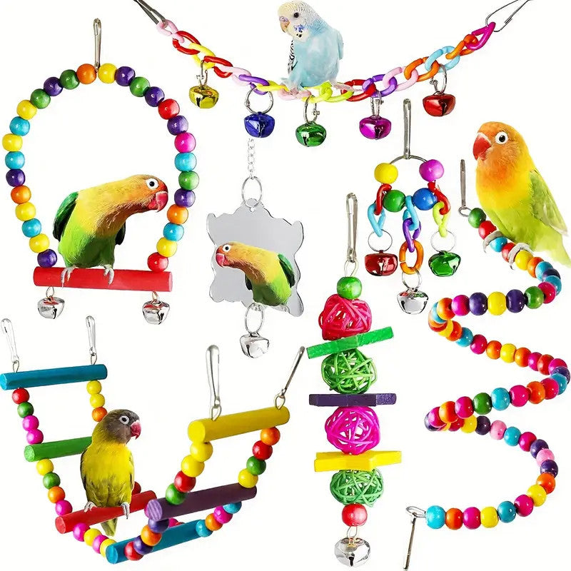 7 pcs Wooden Bird Toy Set