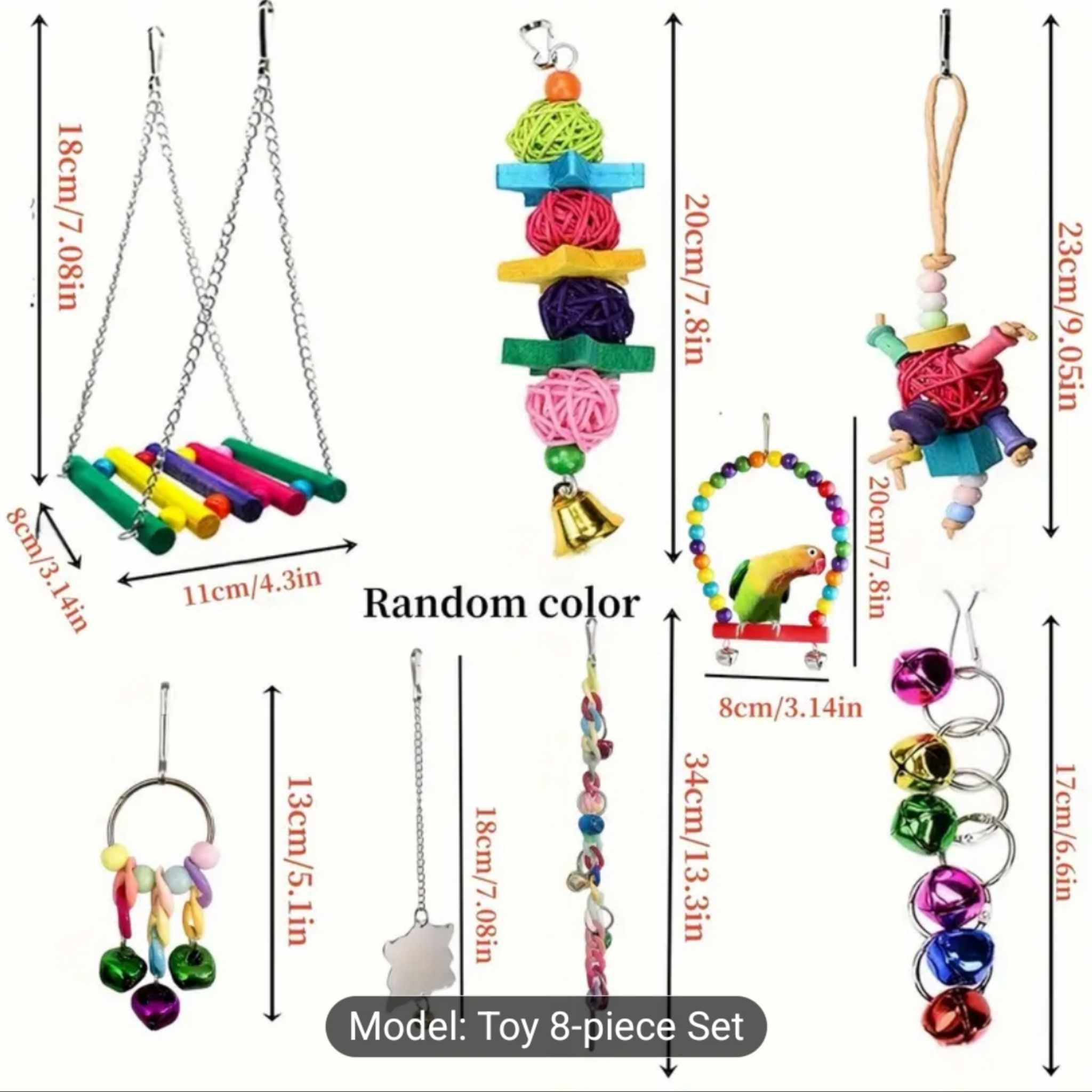 8 pcs Wooden Bird Toy Set