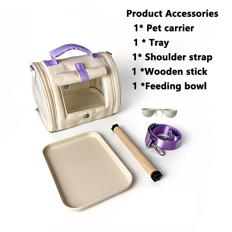 Small cream bird transport bag