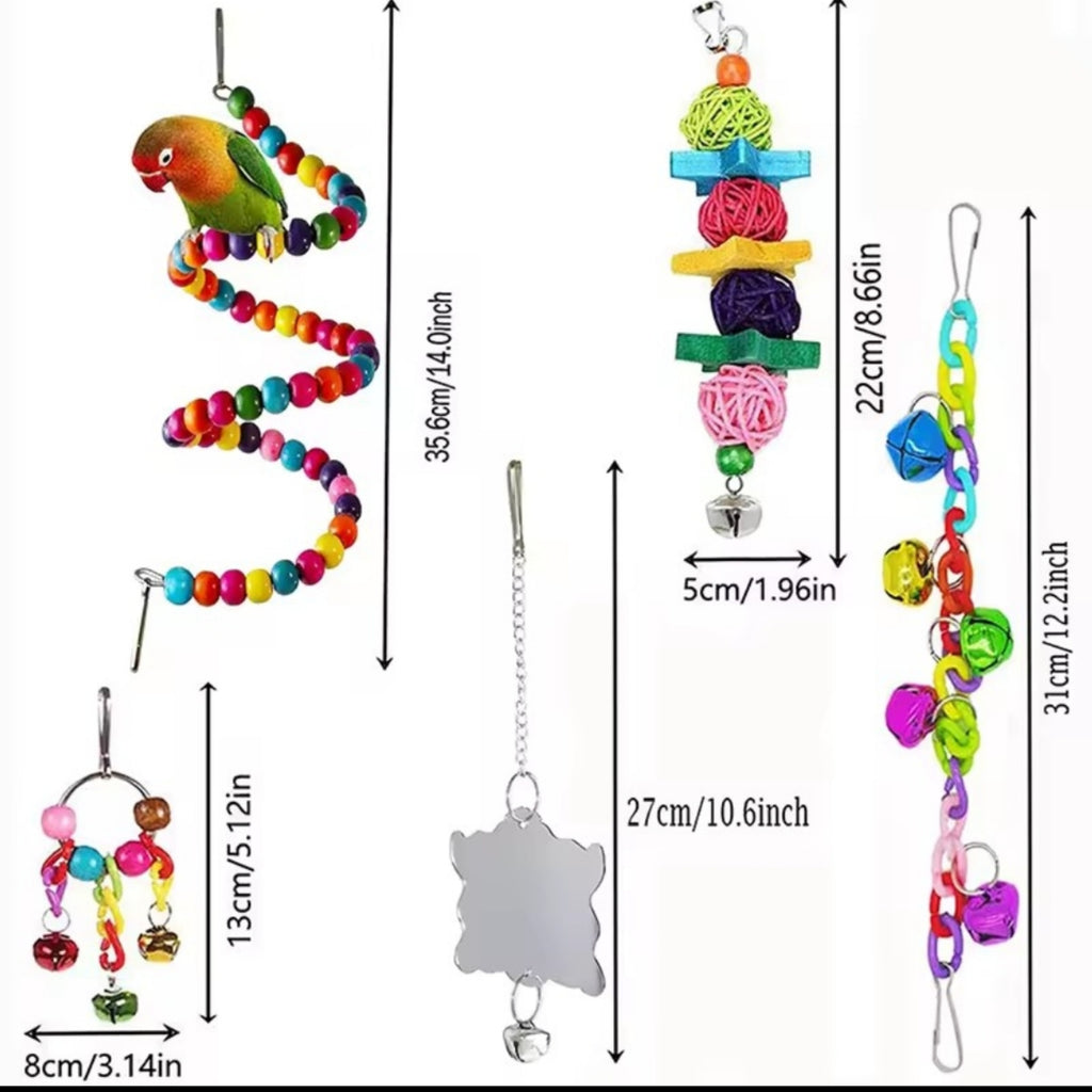 7 pcs Wooden Bird Toy Set