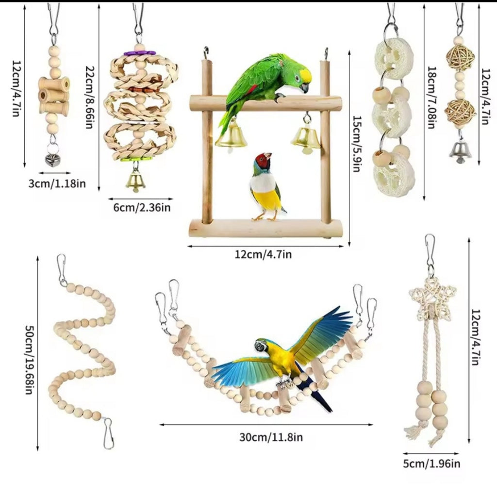 8 pcs Wooden Bird Toy Set